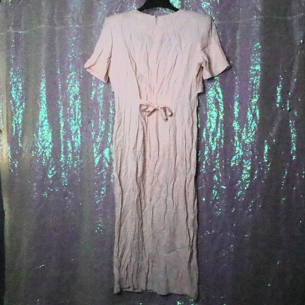 VINTAGE LONG DRESS 13-14 Scarlett Pastel Pink Buttons Grannycore Formal 80s 90s - Picture 3 of 7